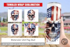Tumbler Sublimation Wrap Skull 4th of July Product Image 1