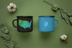 Green and blue United States map clipart incl. Hawaii Alaska Product Image 3