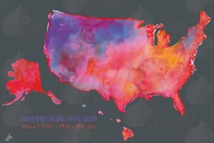 Watercolor United States map clipart incl. Hawaii and Alaska Product Image 15