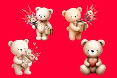 Watercolor cute baby bear clipart, valentines boho Animals Product Image 3