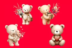 Watercolor cute baby bear clipart, valentines boho Animals Product Image 3