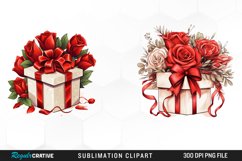 Watercolor Valentin&#039;s Gift Box with Flower Clipart Bundle Product Image 3