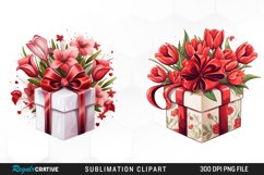 Valentines Gift Box With Flower Clipart Product Image 1