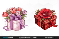 Valentines Gift Box With Flower Clipart Product Image 1