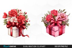 Valentines Gift Box With Flower PNG Set Clipart Product Image 1