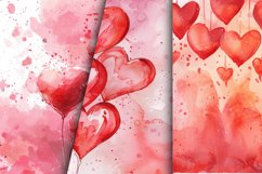 Watercolor Valentine&#039;s Day Digital Paper Bundle Product Image 6