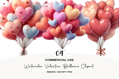 Watercolor Valentine Balloons Clipart Product Image 1
