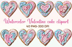 Watercolor Valentine Cake Clipart Bundle Product Image 1