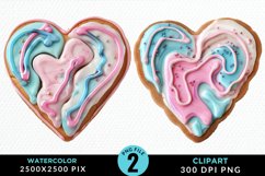 Watercolor Valentine Cake PNG Set Clipart Product Image 1