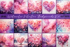 Watercolor Valentine Cards and Backgrounds V.1 Product Image 1