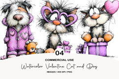 Watercolor Valentine Cat and Dog Product Image 1