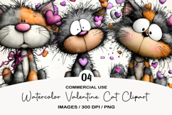 Watercolor Valentine Cat Clipart Product Image 1