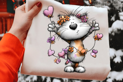 Watercolor Valentine Cat Clipart Product Image 2