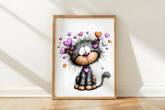 Watercolor Valentine Cat Clipart Product Image 3