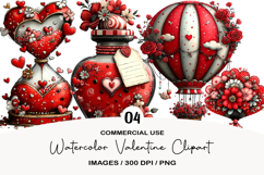 Watercolor Valentine Clipart Product Image 1