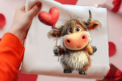 Watercolor Valentine Cow Clipart Product Image 2