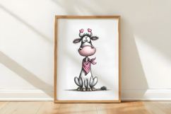 Watercolor Valentine Cow Clipart Product Image 3