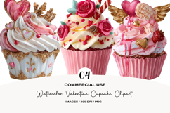 Watercolor Valentine Cupcake Clipart Product Image 1