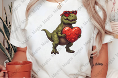 Watercolor Valentine Dinosaur Png Product Image 2