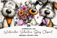 Watercolor Valentine Dog Clipart Product Image 1