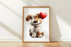 Watercolor Valentine Dog Clipart Product Image 3