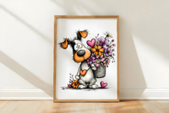 Watercolor Valentine Dog Clipart Product Image 3