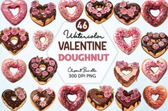Watercolor Valentine Doughnut Clipart Bundle Product Image 1