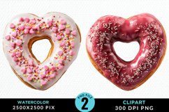 Watercolor Valentine Doughnut Graphic Clipart Product Image 1