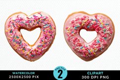Watercolor Valentine Doughnut Exquisite Clipart Product Image 1