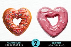 Watercolor Valentine Doughnut Graphic Clipart Product Image 1