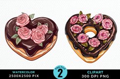 Watercolor Valentine Doughnut Graphic Clipart Product Image 1