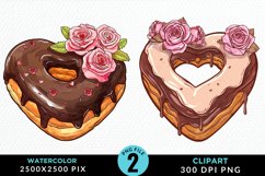 Watercolor Valentine Doughnut Clipart Bundle Product Image 4