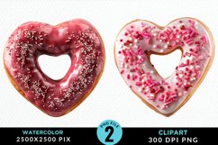 Watercolor Valentine Doughnut Clipart Bundle Product Image 3