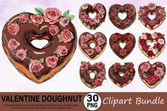 Watercolor Valentine Doughnut Clipart Bundle Product Image 1