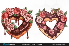 Watercolor Valentine Doughnut Exquisite Clipart Product Image 1