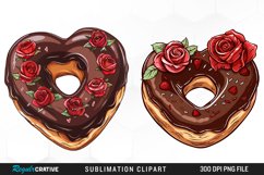 Watercolor Valentine Doughnut Clipart Bundle Product Image 2