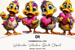 Watercolor Valentine Duck Clipart Product Image 1
