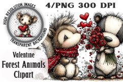 Watercolor Valentine Forest Animals Png Product Image 1