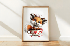 Watercolor Valentine Fox Clipart Product Image 3
