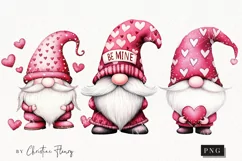 Watercolor Valentine Gnomes | Valentines Day PNG Product Image 1