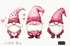 Watercolor Valentine Gnomes | Valentines Day PNG Product Image 1