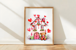 Watercolor Valentine House Clipart Product Image 3