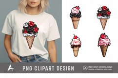 Watercolor Valentine Ice Cream Cone Clipart Product Image 1