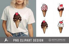 Watercolor Valentine Ice Cream Cone Clipart Product Image 1