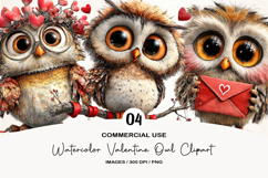 Watercolor Valentine Owl Clipart Product Image 1
