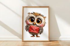 Watercolor Valentine Owl Clipart Product Image 3