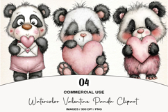 Watercolor Valentine Panda Clipart Product Image 1