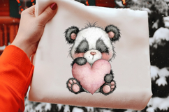 Watercolor Valentine Panda Clipart Product Image 2