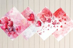 Watercolor Valentine&#039;s Day Digital Paper Bundle Product Image 3