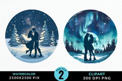 Watercolor Valentine&#039;s Day Couple Artwork Clipart Product Image 1